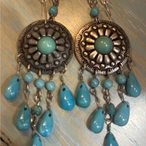Vintage Avon Turquoise and Silver Drop Earrings